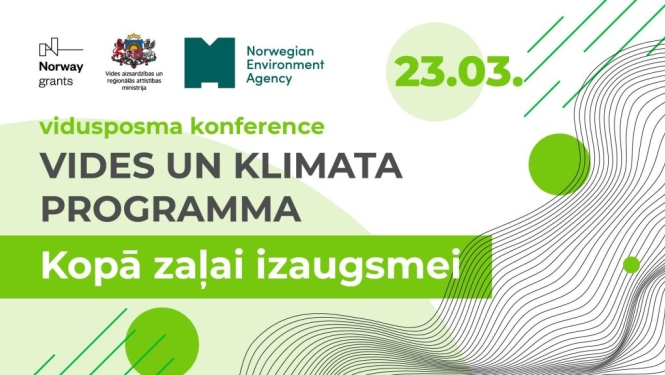 Vidusposma konferences “Vides un klimata programma” vizuālais noformējums ar datumu 23.03.